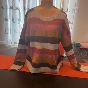 Madewell striped sweater. Pockets and slide slit.